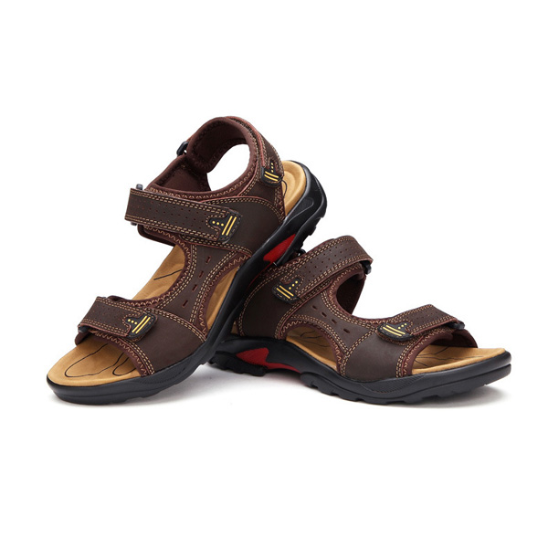 Large Size Summer Men Leather Sandals Leather Breathable Sandals Outdoor Beach Shoes